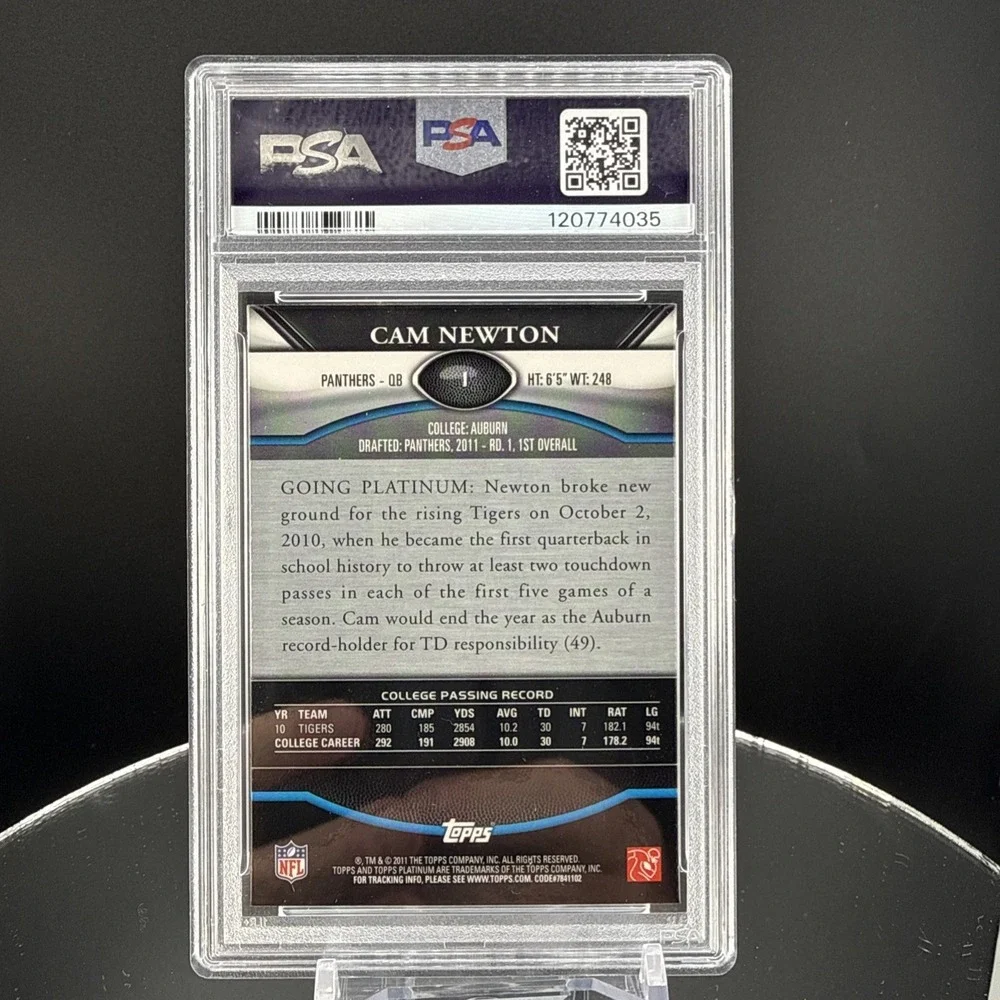2011 Topps Platinum #1 Cam Newton RC X-Factor Rookie Card PSA 9